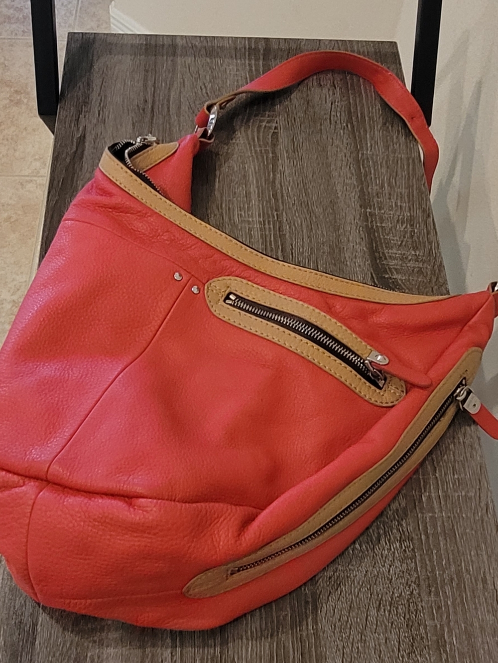 ORYANY EMME Hobo Red Leather Half Mood Bag - Picture 4 of 16